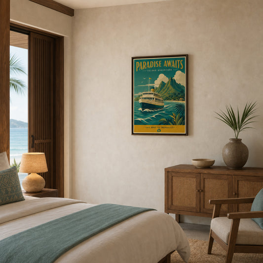 Paradise Awaits Vintage Island Travel Poster Art Print