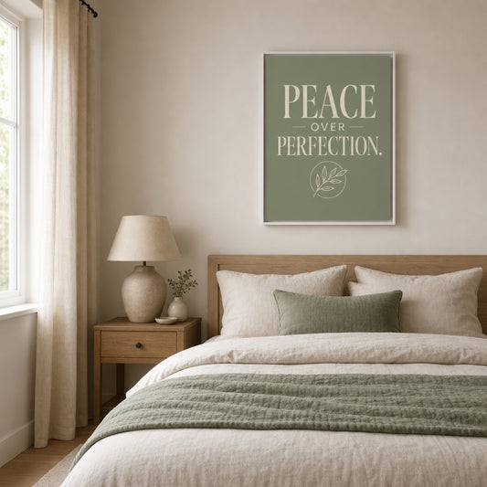 "Peace Over Perfection" Retro Botanical Art Print