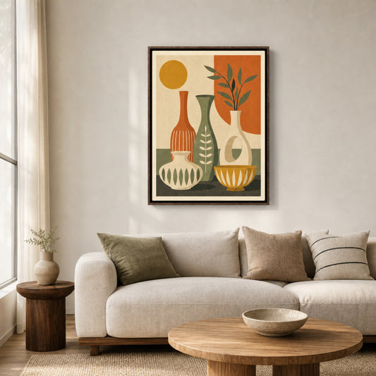 Mid-Century Modern Ceramic Vases Still Life Art Print