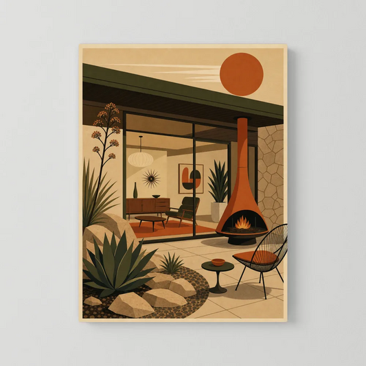 Mid-Century Modern Desert Oasis Art Print