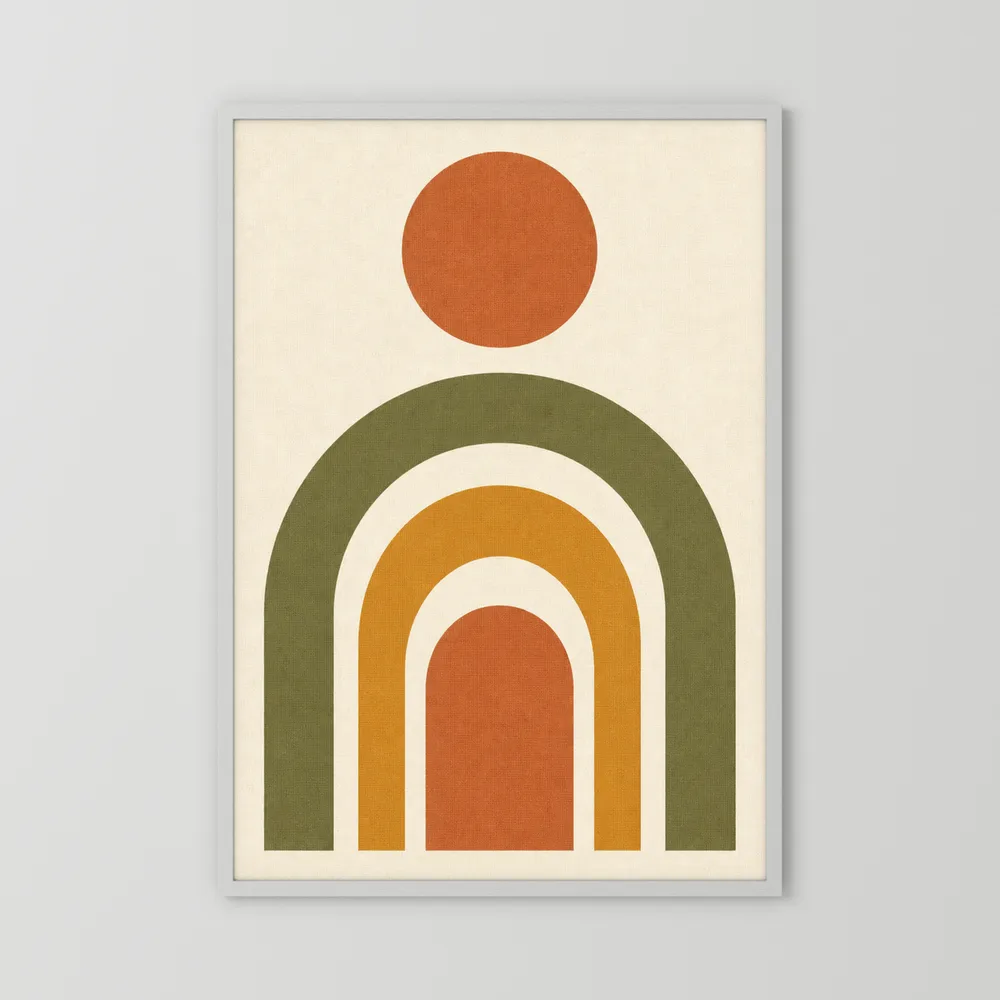 Terracotta Rainbow Sun Boho Minimalist Art Print