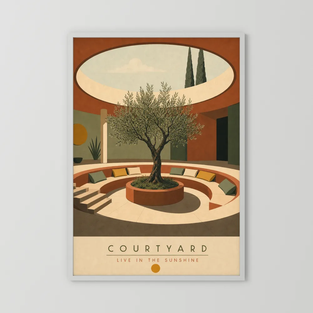 Courtyard Live In The Sunshine Olive Tree Art Print