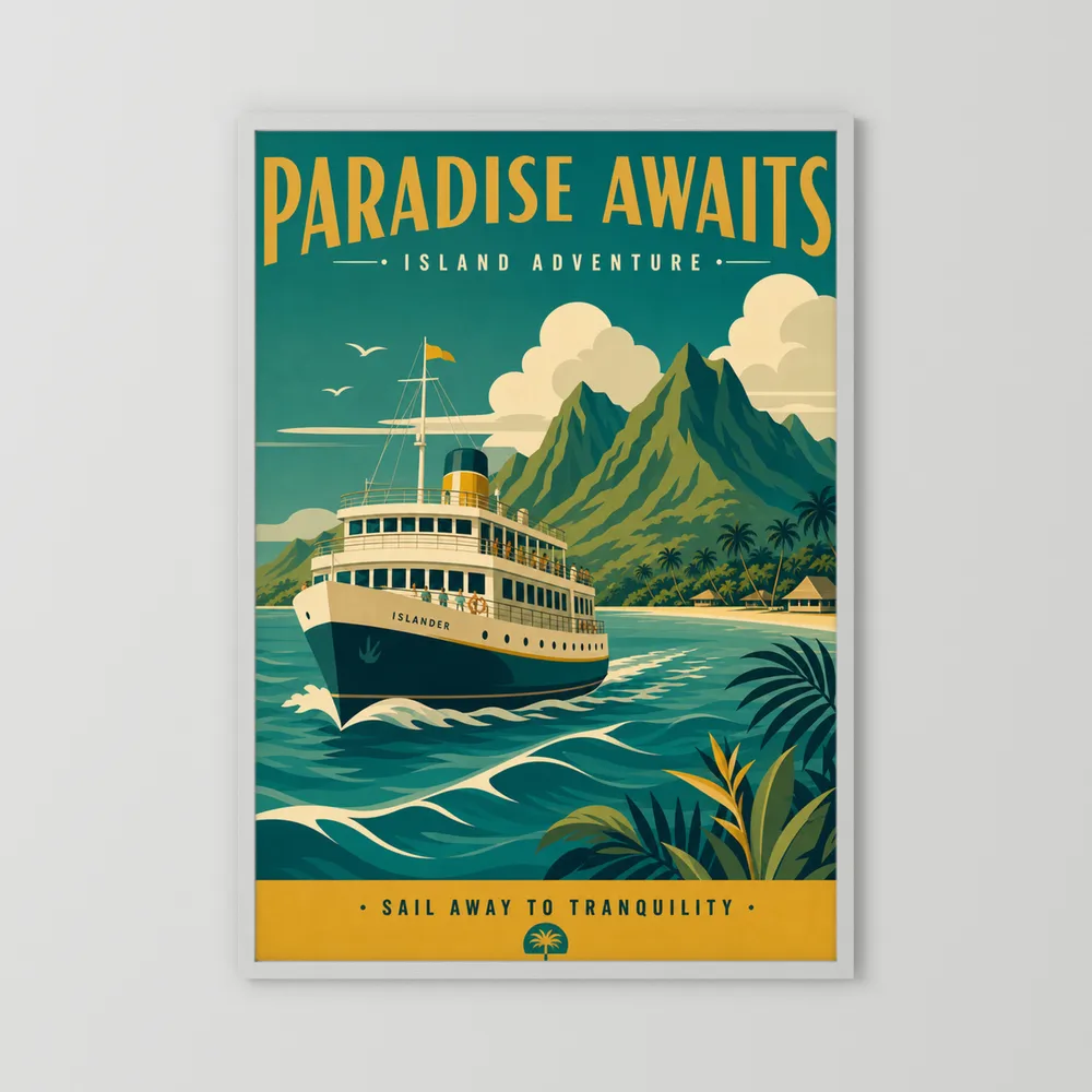 Paradise Awaits Vintage Island Travel Poster Art Print
