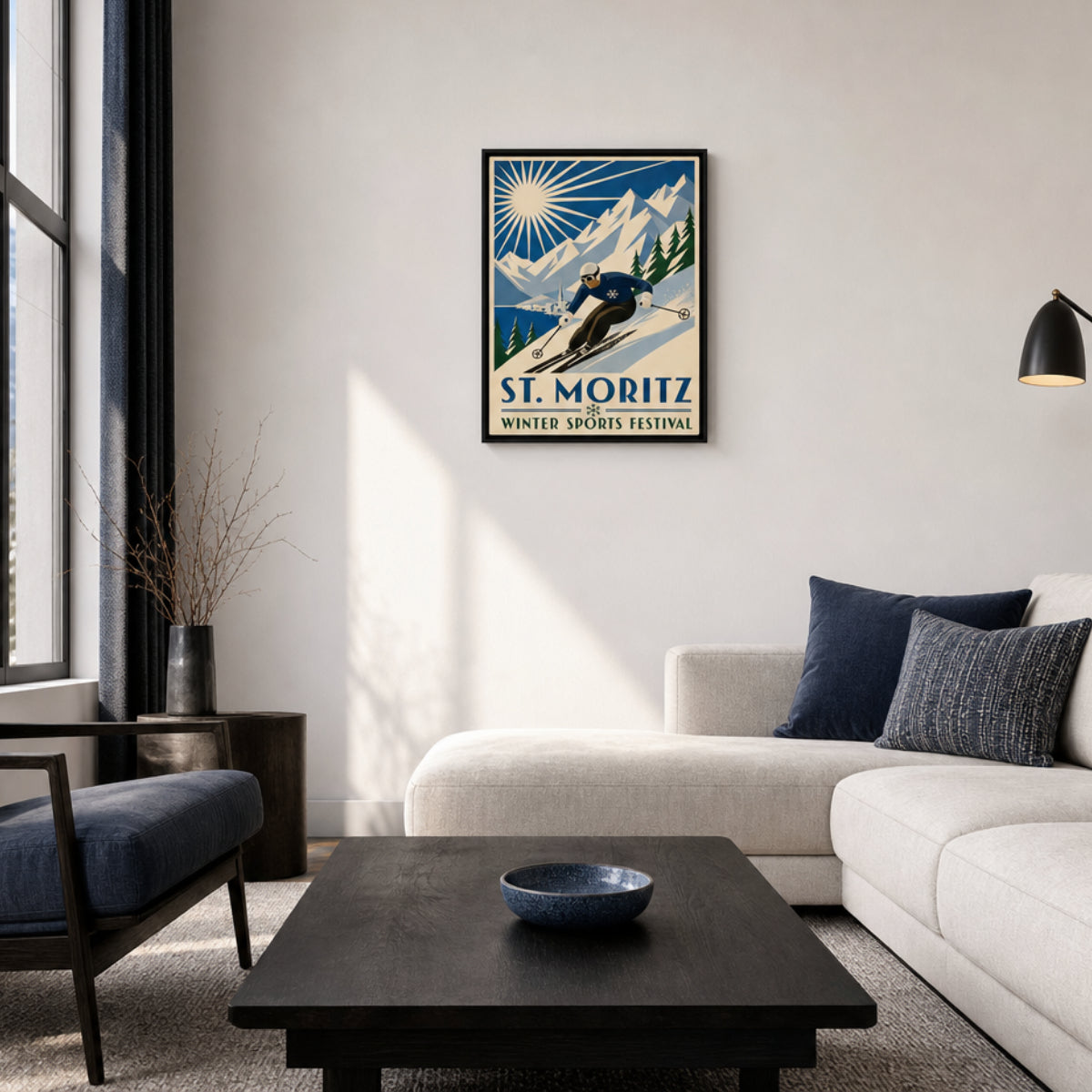 St. Moritz: Winter Sports Festival – Vintage Swiss Alps Ski Poster Print