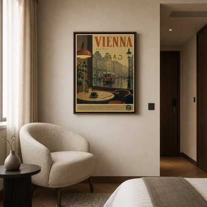 Vienna Austria Vintage Cafe Tram Travel Poster Art Print