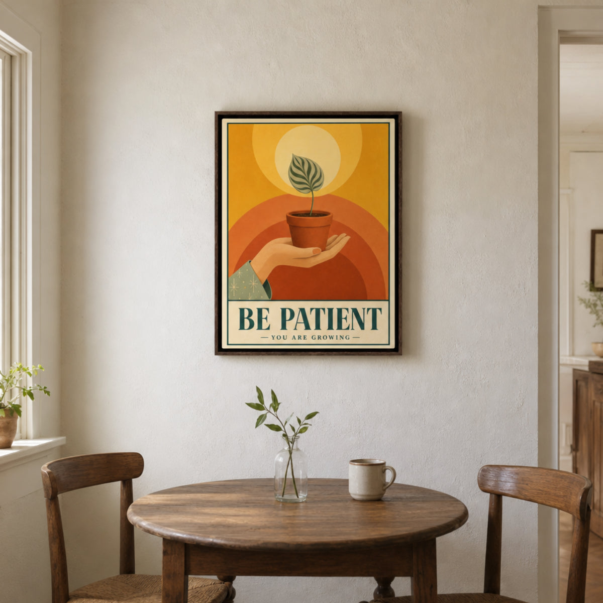 Be Patient – Retro Botanical Plant Art Print