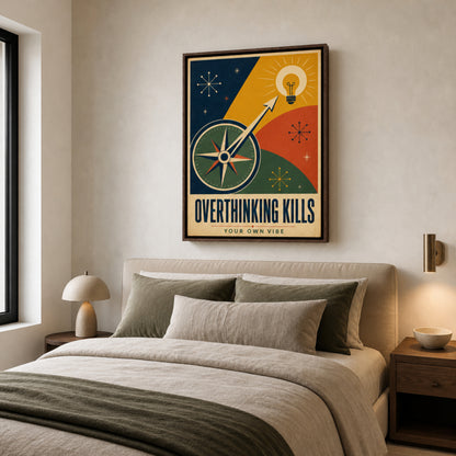 Overthinking Kills – Retro Compass & Idea Art Print