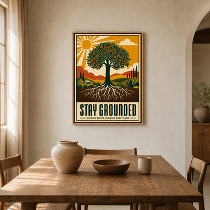 Stay Grounded – Retro Tree & Deep Roots Art Print