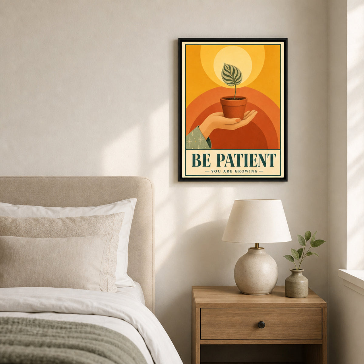 Be Patient – Retro Botanical Plant Art Print