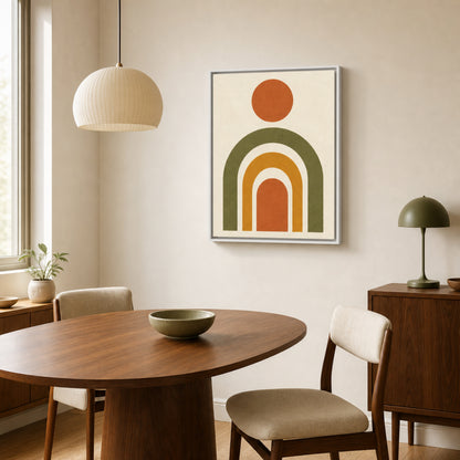 Terracotta Rainbow Sun Boho Minimalist Art Print