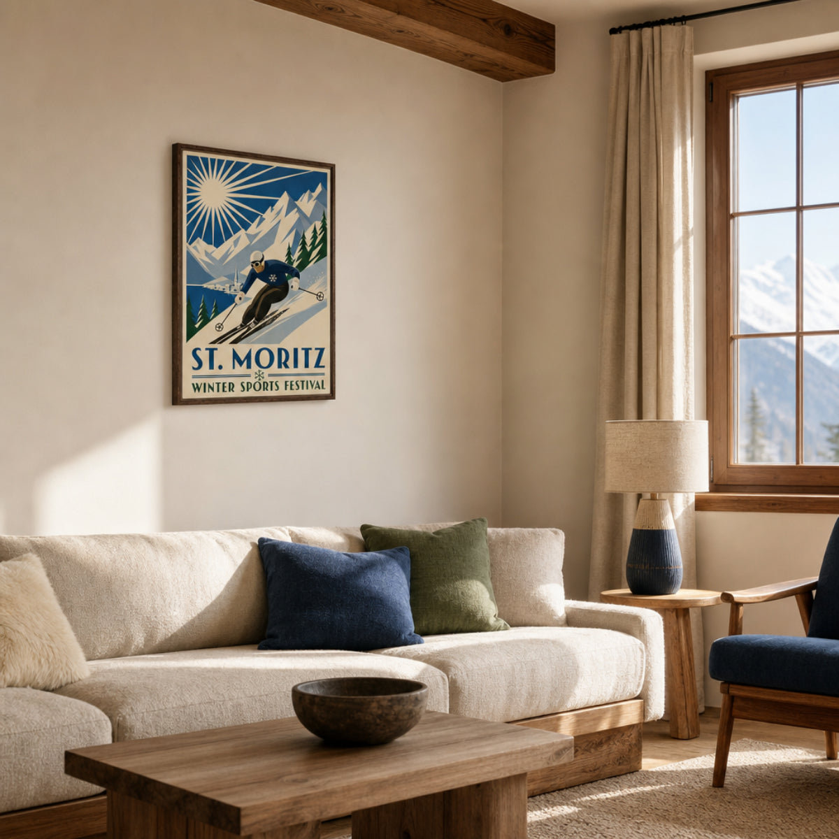 St. Moritz: Winter Sports Festival – Vintage Swiss Alps Ski Poster Print