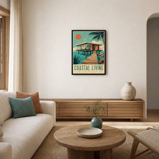 Coastal Living Mid-Century Beach House Art Print