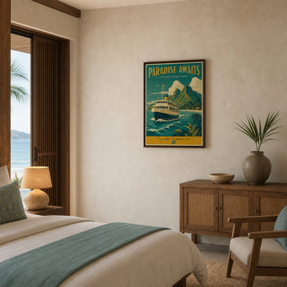 Paradise Awaits Vintage Island Travel Poster Art Print