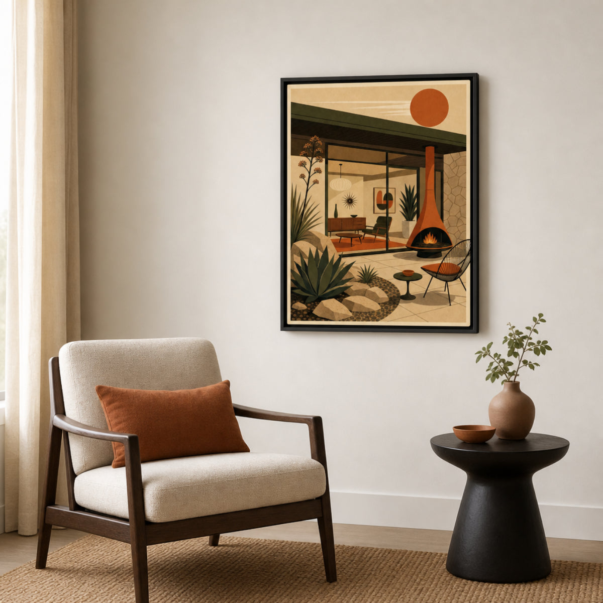 Mid-Century Modern Desert Oasis Art Print
