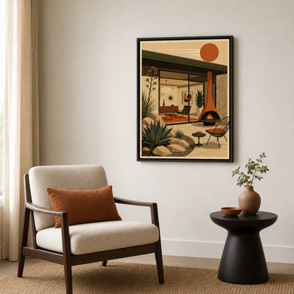 Mid-Century Modern Desert Oasis Art Print