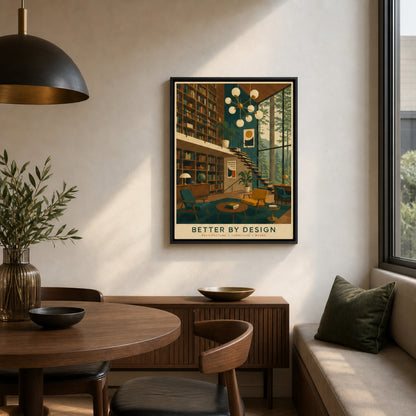 Better By Design Mid-Century Modern Library Art Print