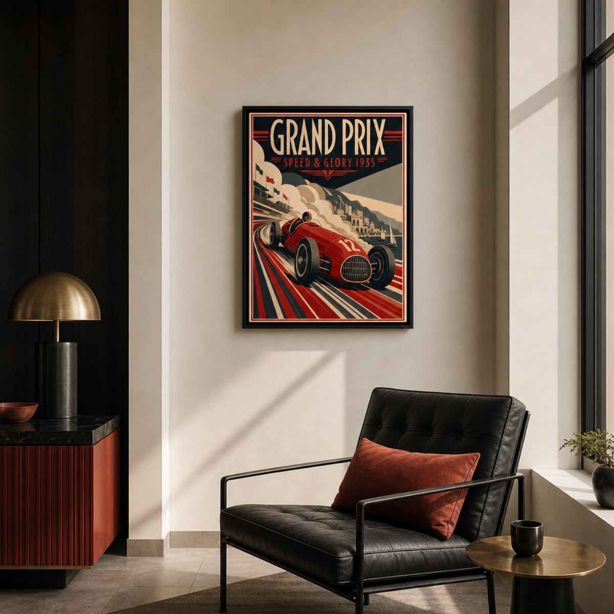Grand Prix: Speed & Glory 1935 – Vintage Art Deco Racing Poster Print