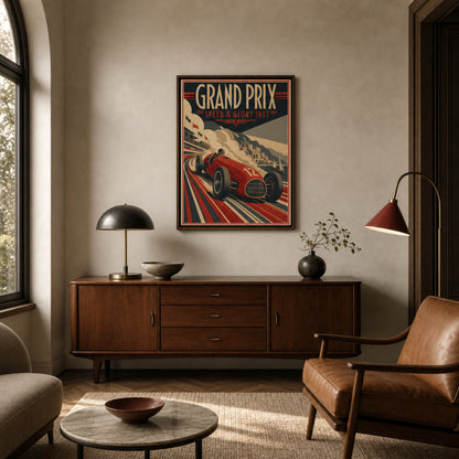 Grand Prix: Speed & Glory 1935 – Vintage Art Deco Racing Poster Print