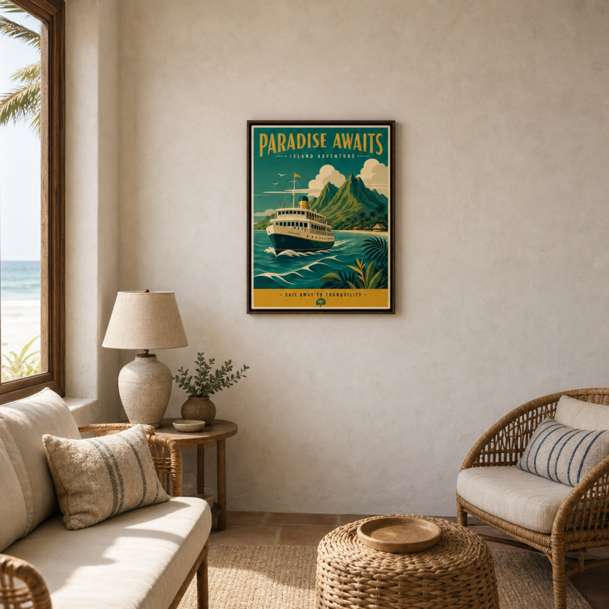 Paradise Awaits Vintage Island Travel Poster Art Print