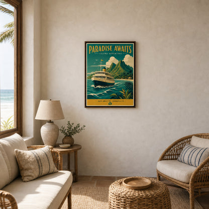 Paradise Awaits Vintage Island Travel Poster Art Print