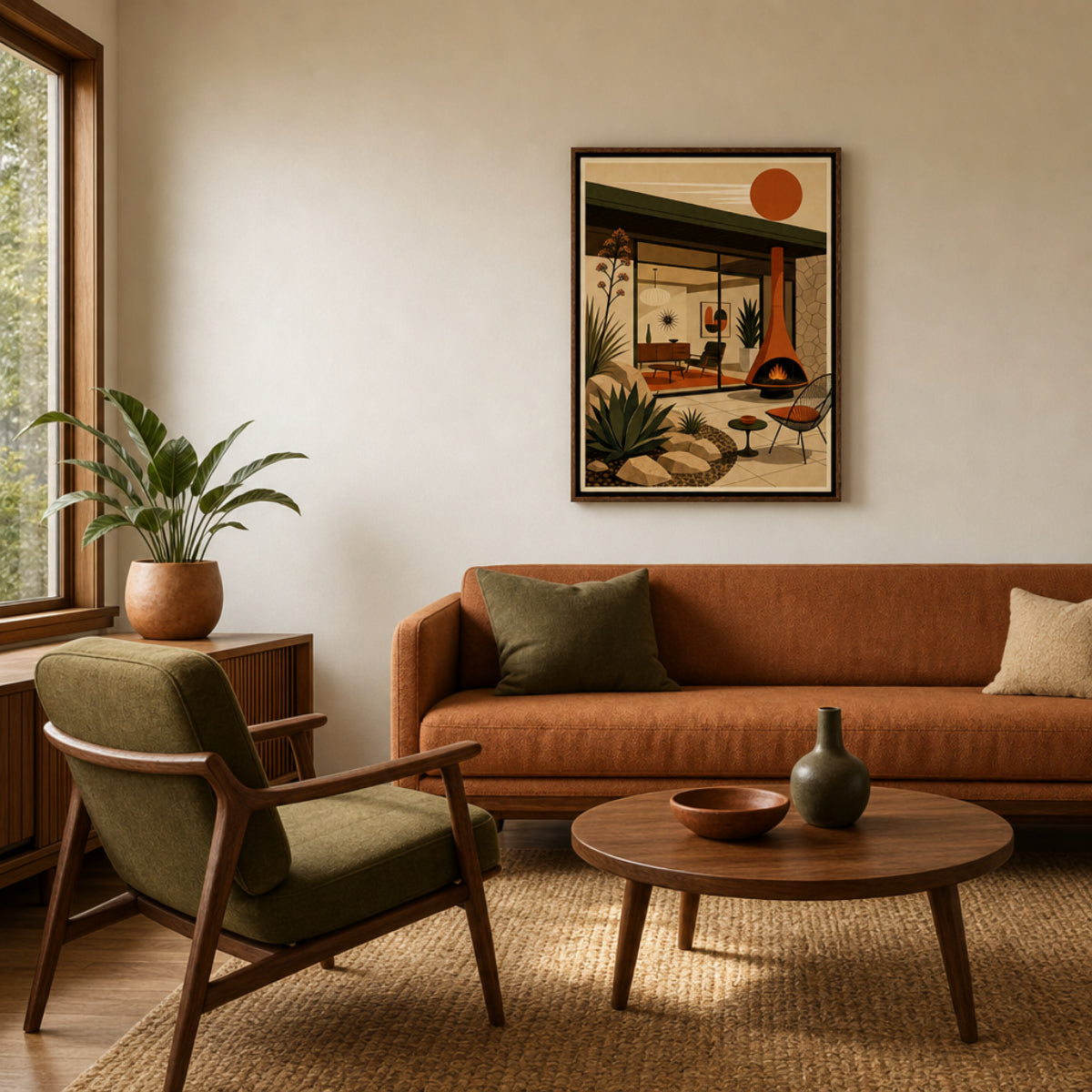 Mid-Century Modern Desert Oasis Art Print