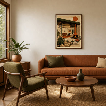 Mid-Century Modern Desert Oasis Art Print