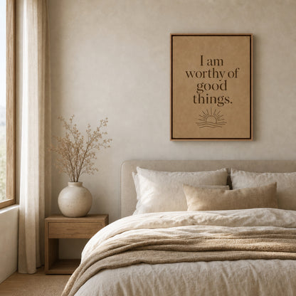 "I Am Worthy Of Good Things" Retro Affirmation Art Print