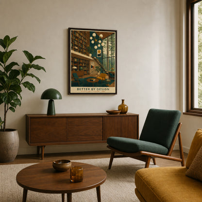 Better By Design Mid-Century Modern Library Art Print