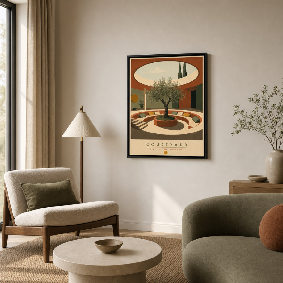 Courtyard Live In The Sunshine Olive Tree Art Print