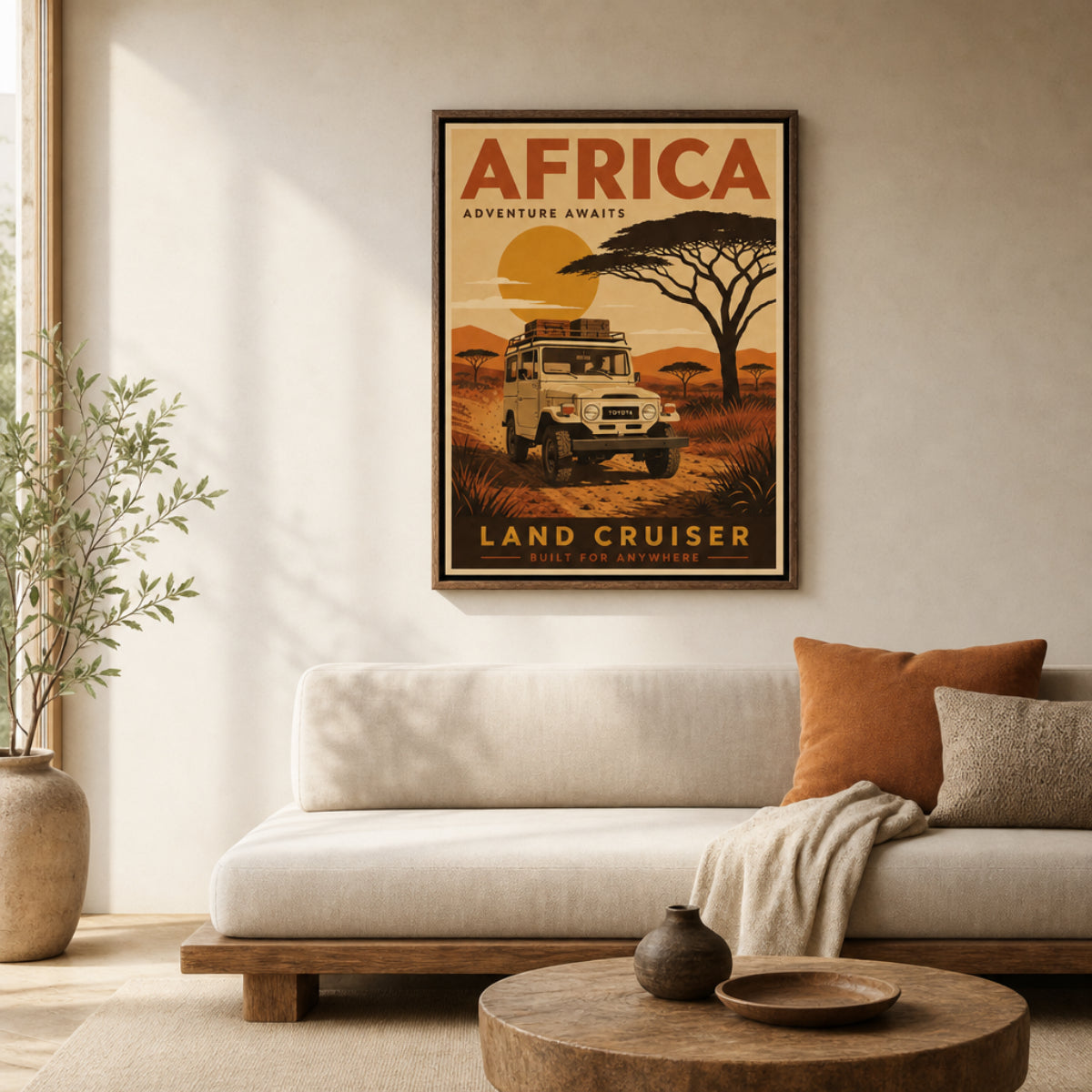 Africa Adventure Awaits Toyota Land Cruiser FJ40 Vintage Travel Poster Art Print