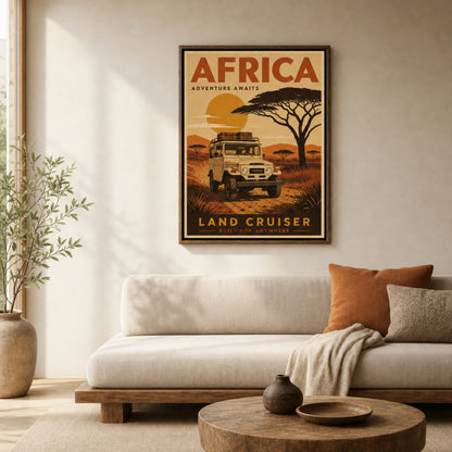 Africa Adventure Awaits Toyota Land Cruiser FJ40 Vintage Travel Poster Art Print