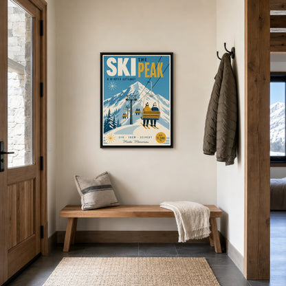 Ski The Peak Winter Getaway Retro Travel Art Print