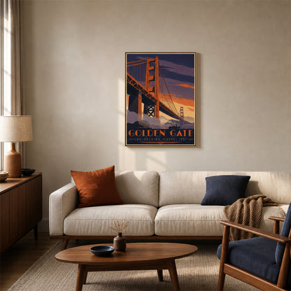 Golden Gate: Engineering Marvel 1937 – Vintage San Francisco Travel Poster Print