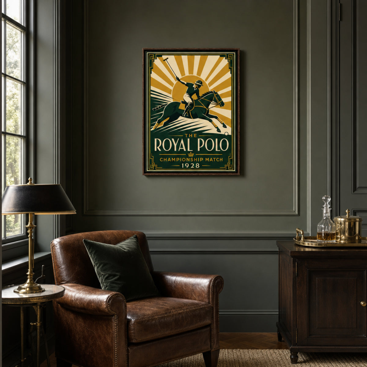 The Royal Polo: Championship Match 1928 – Vintage Art Deco Sports Poster Print