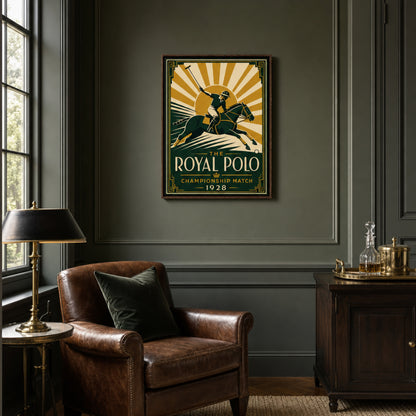 The Royal Polo: Championship Match 1928 – Vintage Art Deco Sports Poster Print