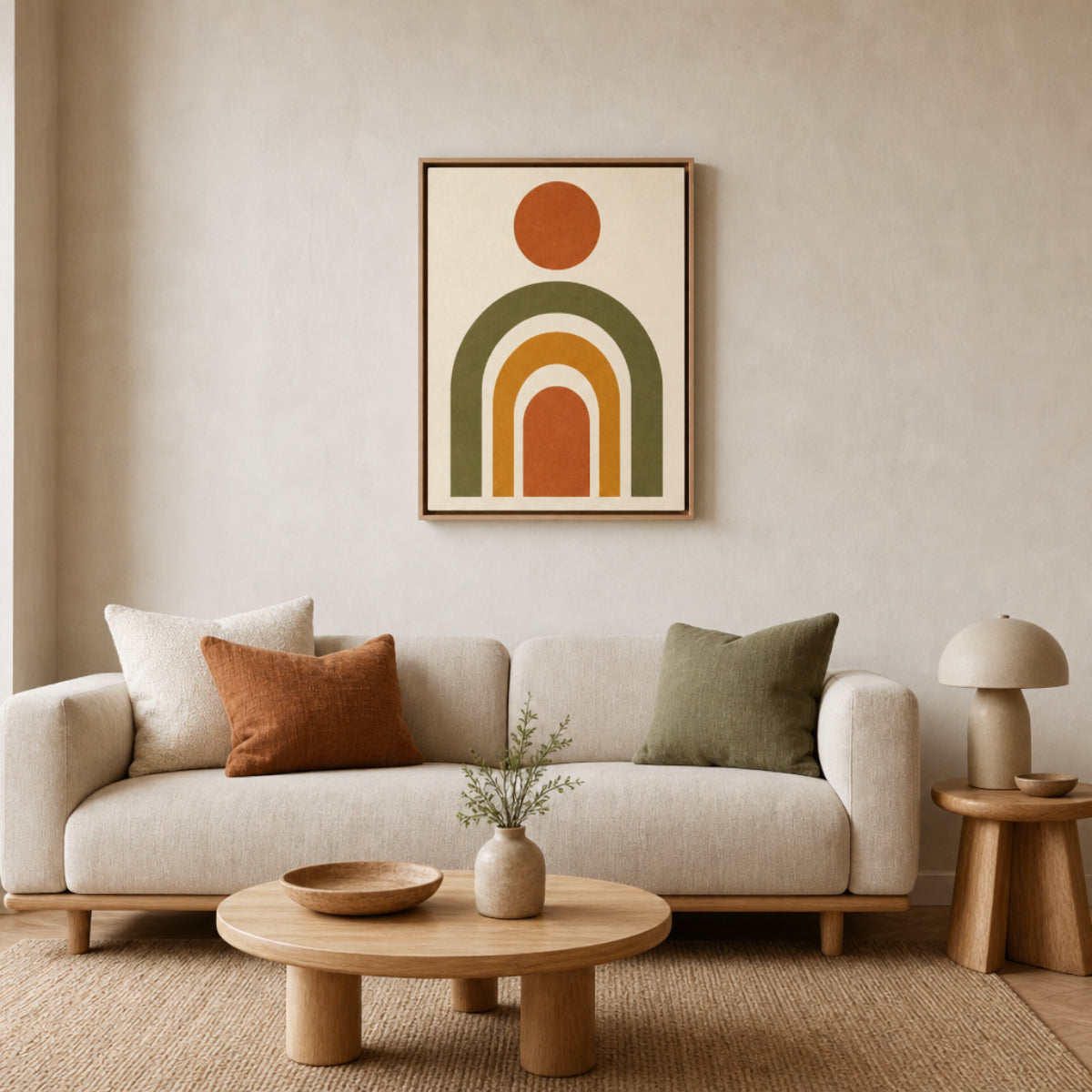 Terracotta Rainbow Sun Boho Minimalist Art Print