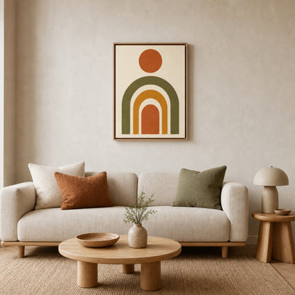 Terracotta Rainbow Sun Boho Minimalist Art Print
