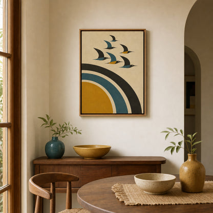 Mid-Century Modern Birds in Flight Abstract Art Print