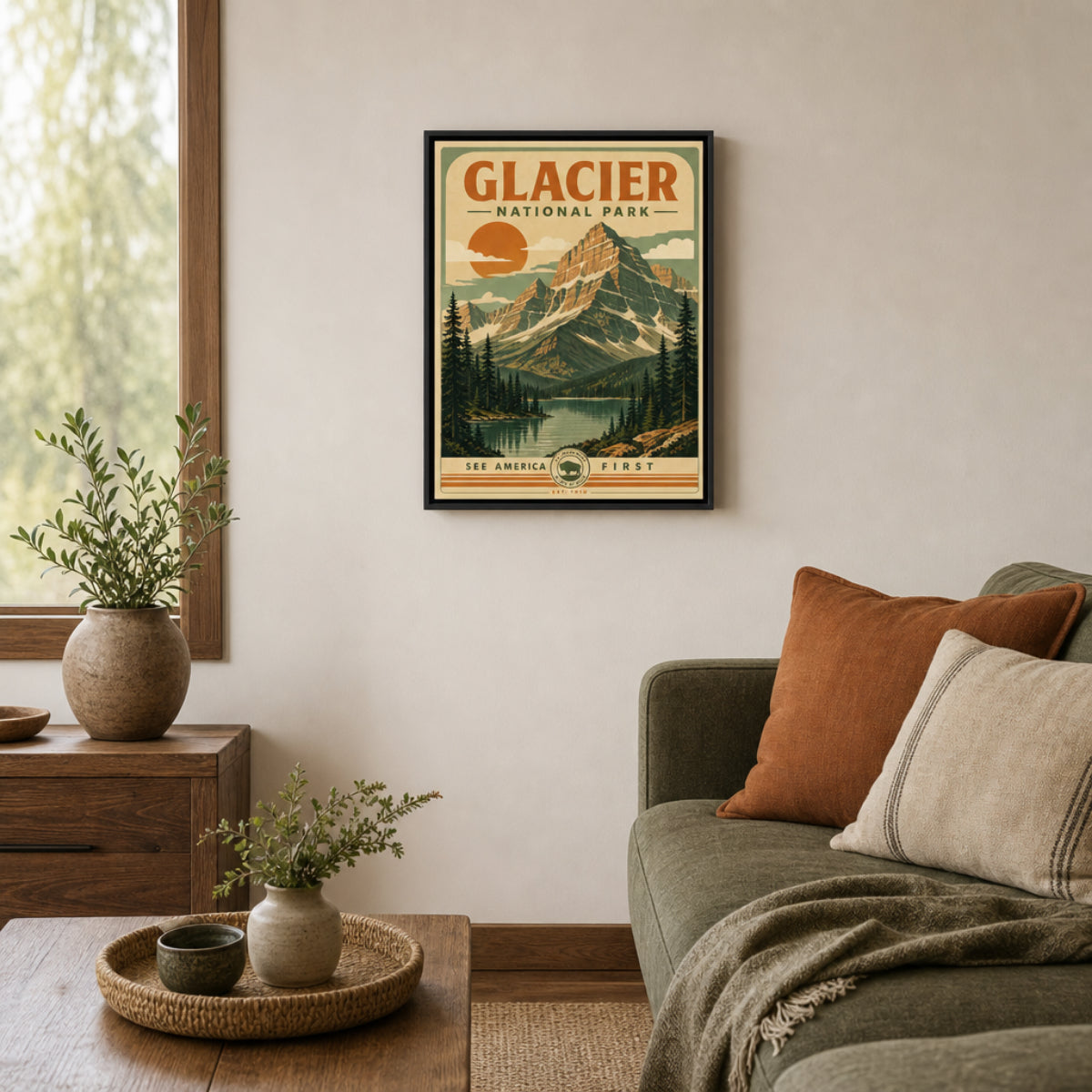 Glacier National Park Vintage Travel Poster Art Print