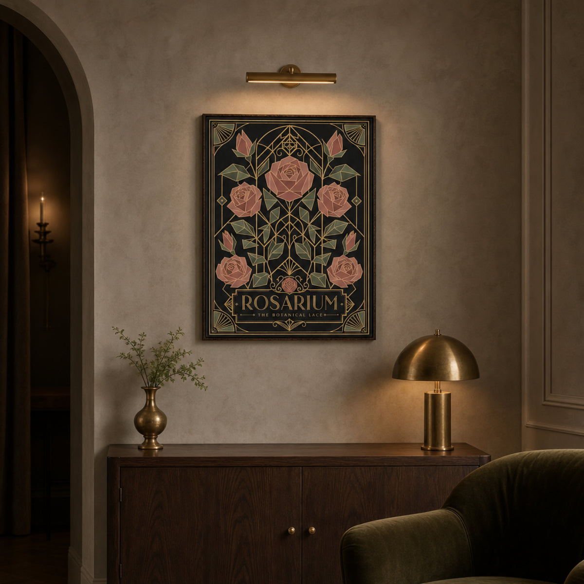 Rosarium: The Botanical Lace – Vintage Art Deco Rose Print