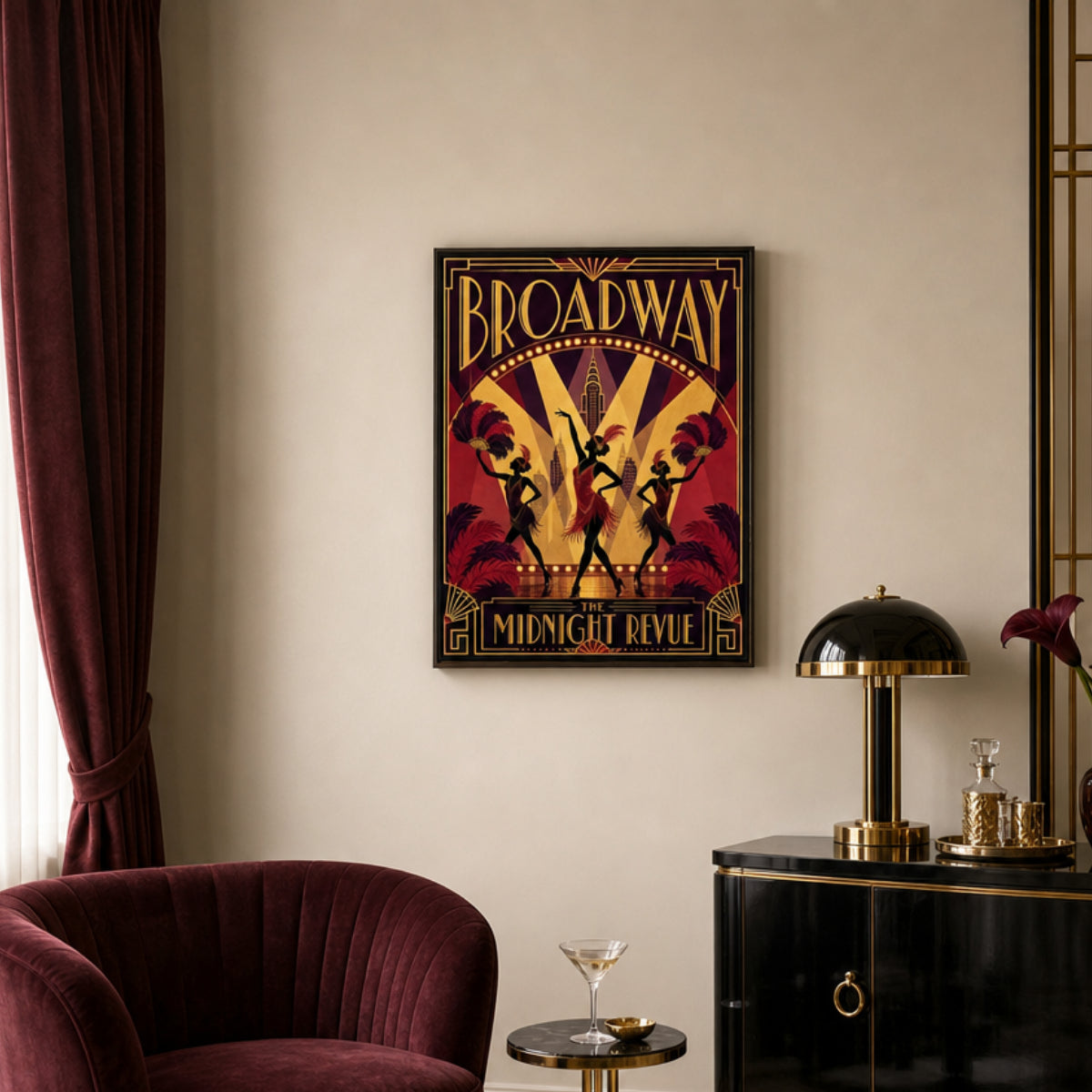 Broadway: The Midnight Revue – Vintage 1920s Art Deco Cabaret Poster Print