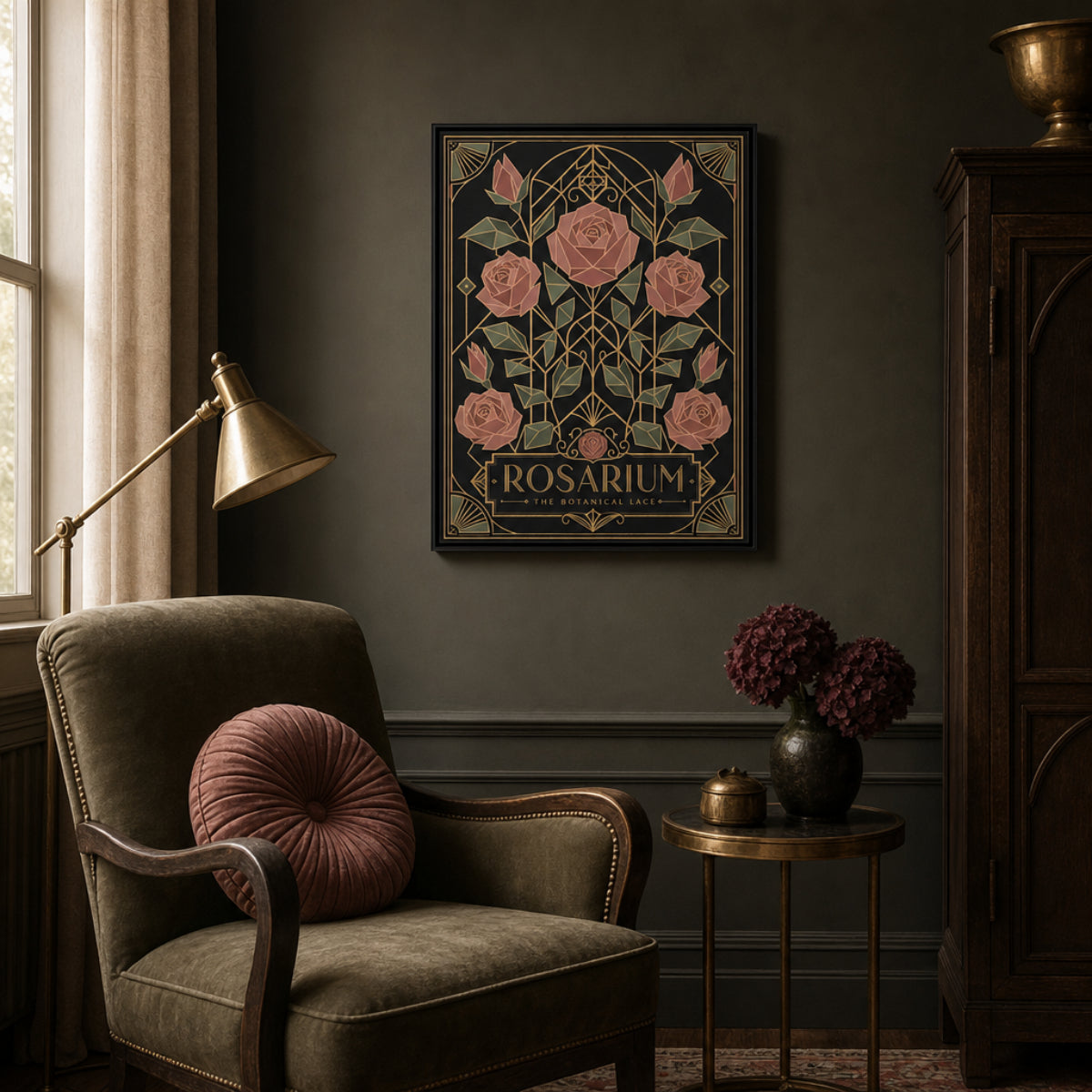 Rosarium: The Botanical Lace – Vintage Art Deco Rose Print