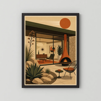 Mid-Century Modern Desert Oasis Art Print