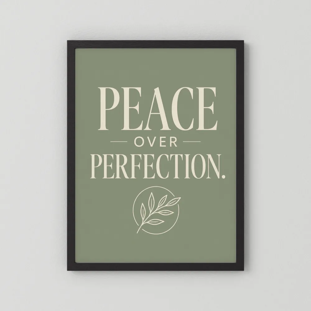 "Peace Over Perfection" Retro Botanical Art Print
