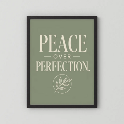 "Peace Over Perfection" Retro Botanical Art Print