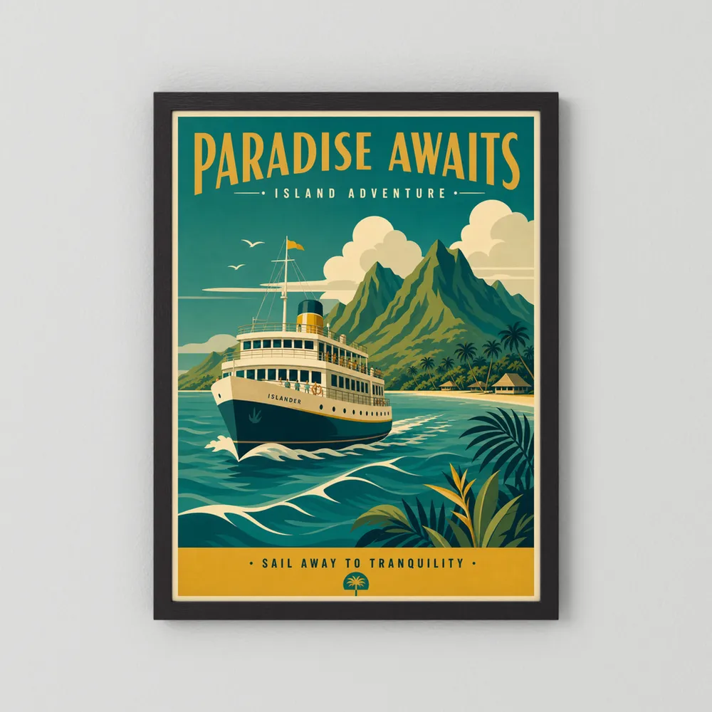 Paradise Awaits Vintage Island Travel Poster Art Print
