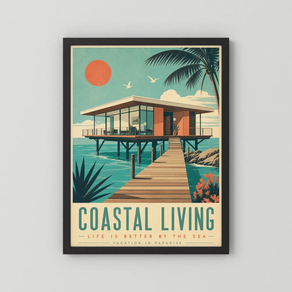 Coastal Living Mid-Century Beach House Art Print