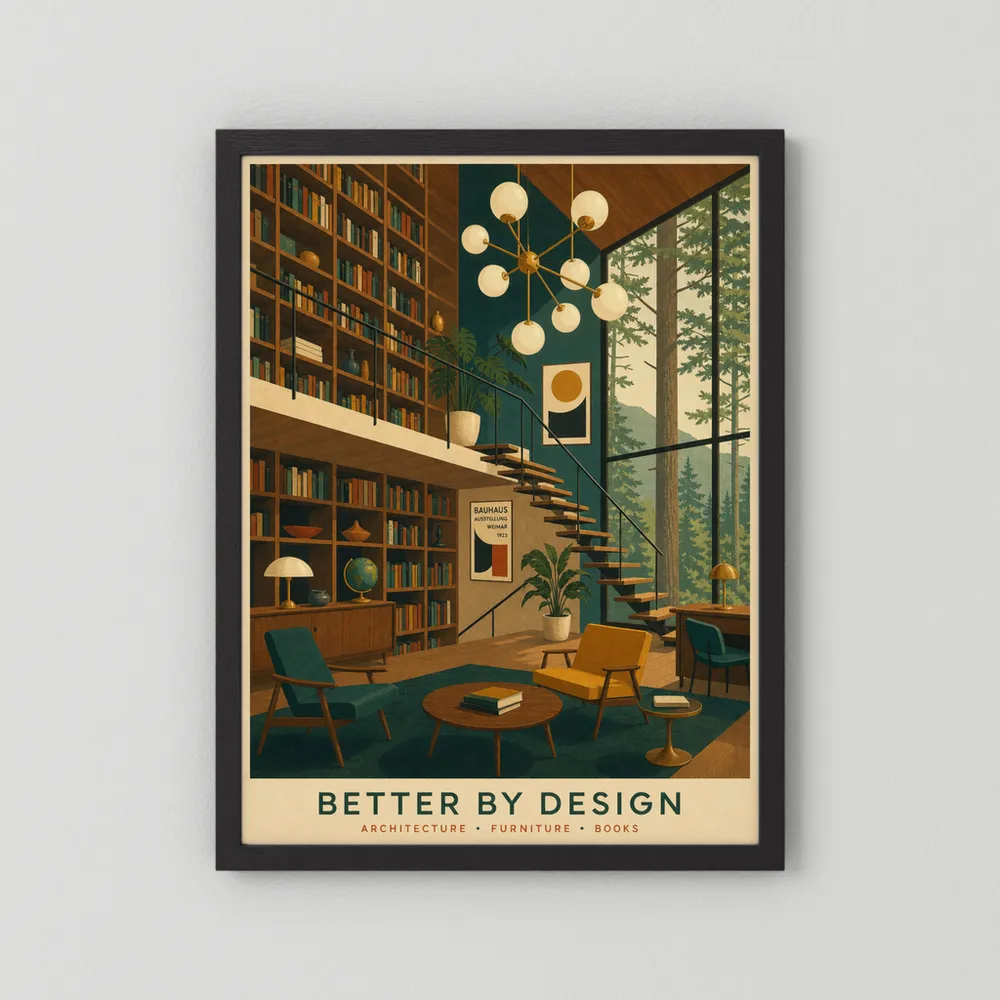 Better By Design Mid-Century Modern Library Art Print