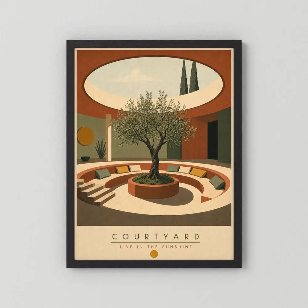 Courtyard Live In The Sunshine Olive Tree Art Print