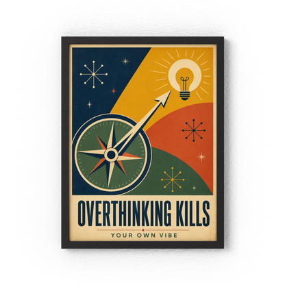 Overthinking Kills – Retro Compass & Idea Art Print